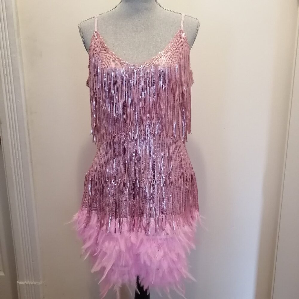 🌟Host Pick🌟 "Austyn Tassel Feather Mini Dress" in Pink